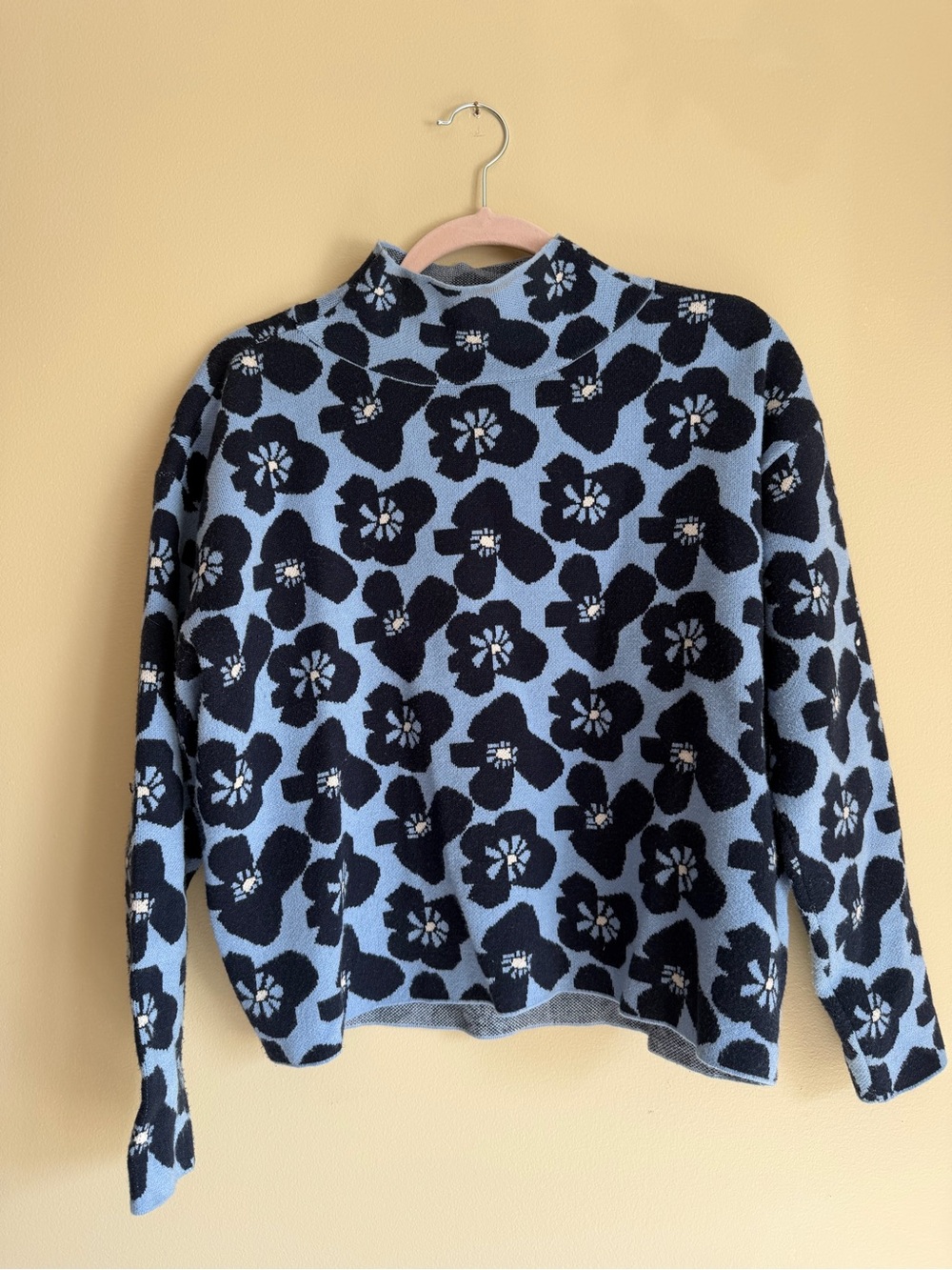 Maeve Blue Floral Knit Sweater